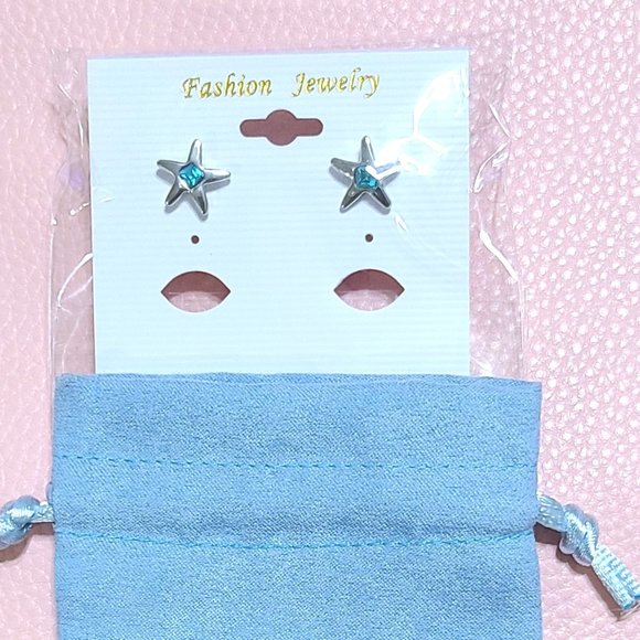 Starfish Earrings/Silver/Aqua/Turquoise/Cute Starfish Earrings/Studs/Gift - Picture 4 of 13